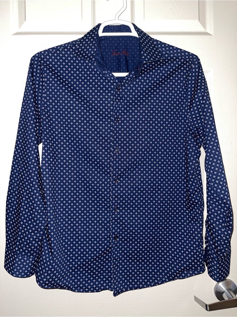Tasso Elba Men's Navy Blue Printed Button-Up Shirt